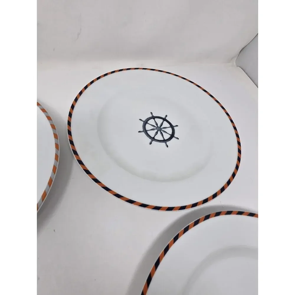 Pottery Barn Nantucket Nautical Glazed Stoneware Salad Plates 9